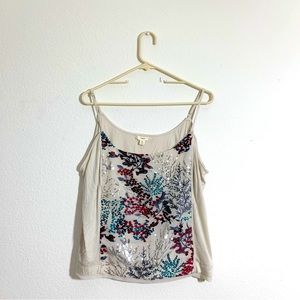 NEW Anthropologie Tiny Nadia Coral Embroidered Tank Top Size X-large